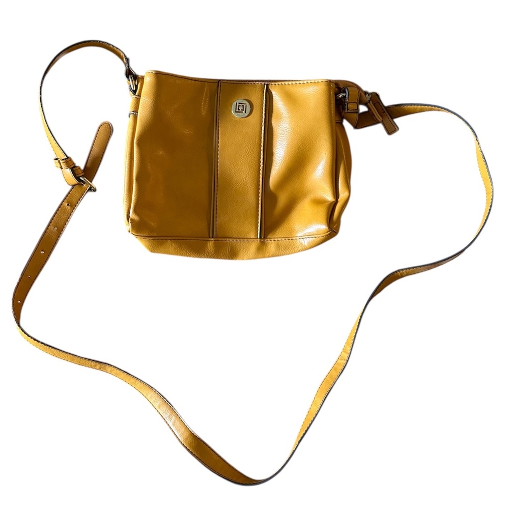 Liz Claiborne Three Sectional Mustard Yellow Crossbody Bag